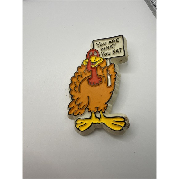 Hallmark Jewelry - You Are What You Eat Thanksgiving Turkey Holding Sign Lapel Pin Hallmark Vintage